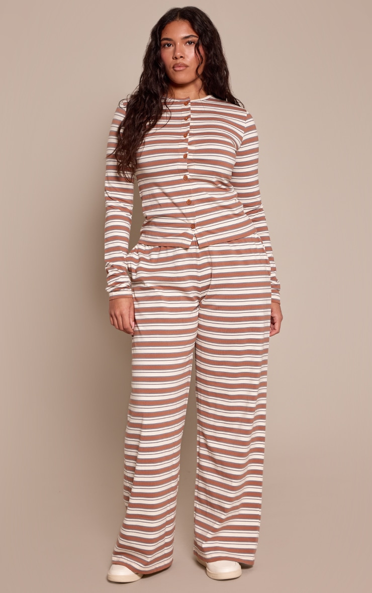 Shape Chocolate Striped Button Through Top  image 3