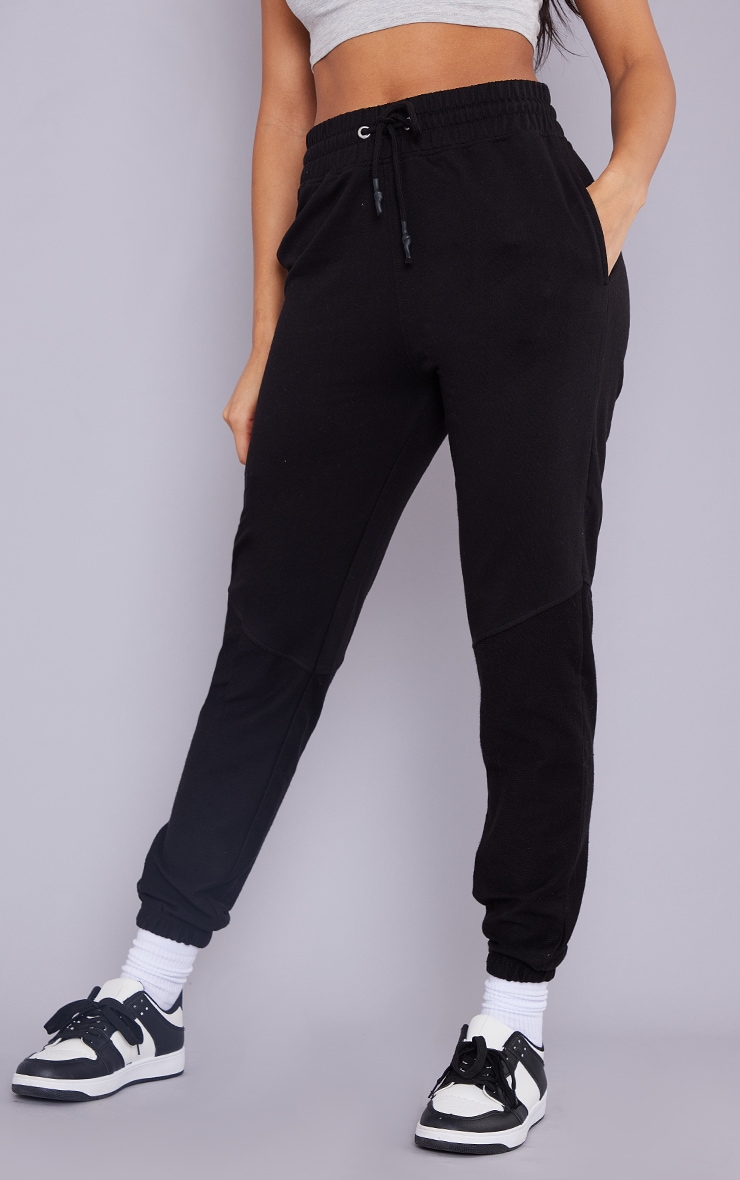 Black Contrast Panel Oversized Sweatpants image 2