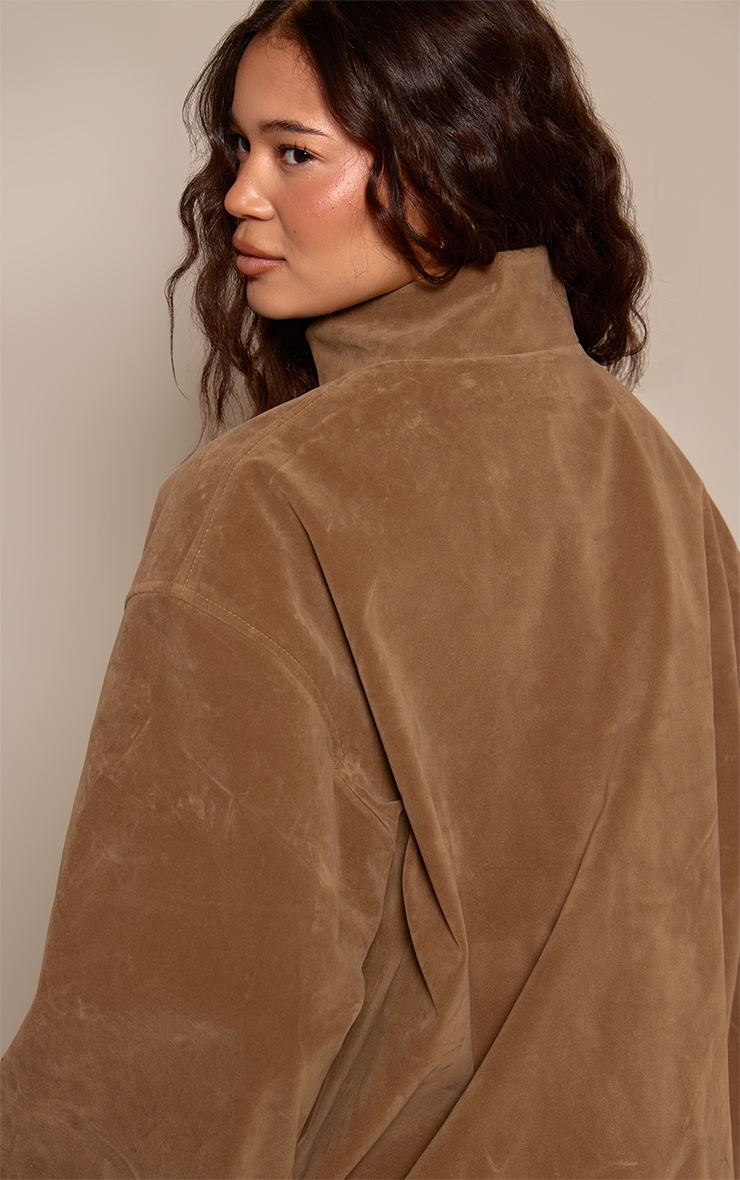 Mushroom Faux Suede Bomber Jacket image 2