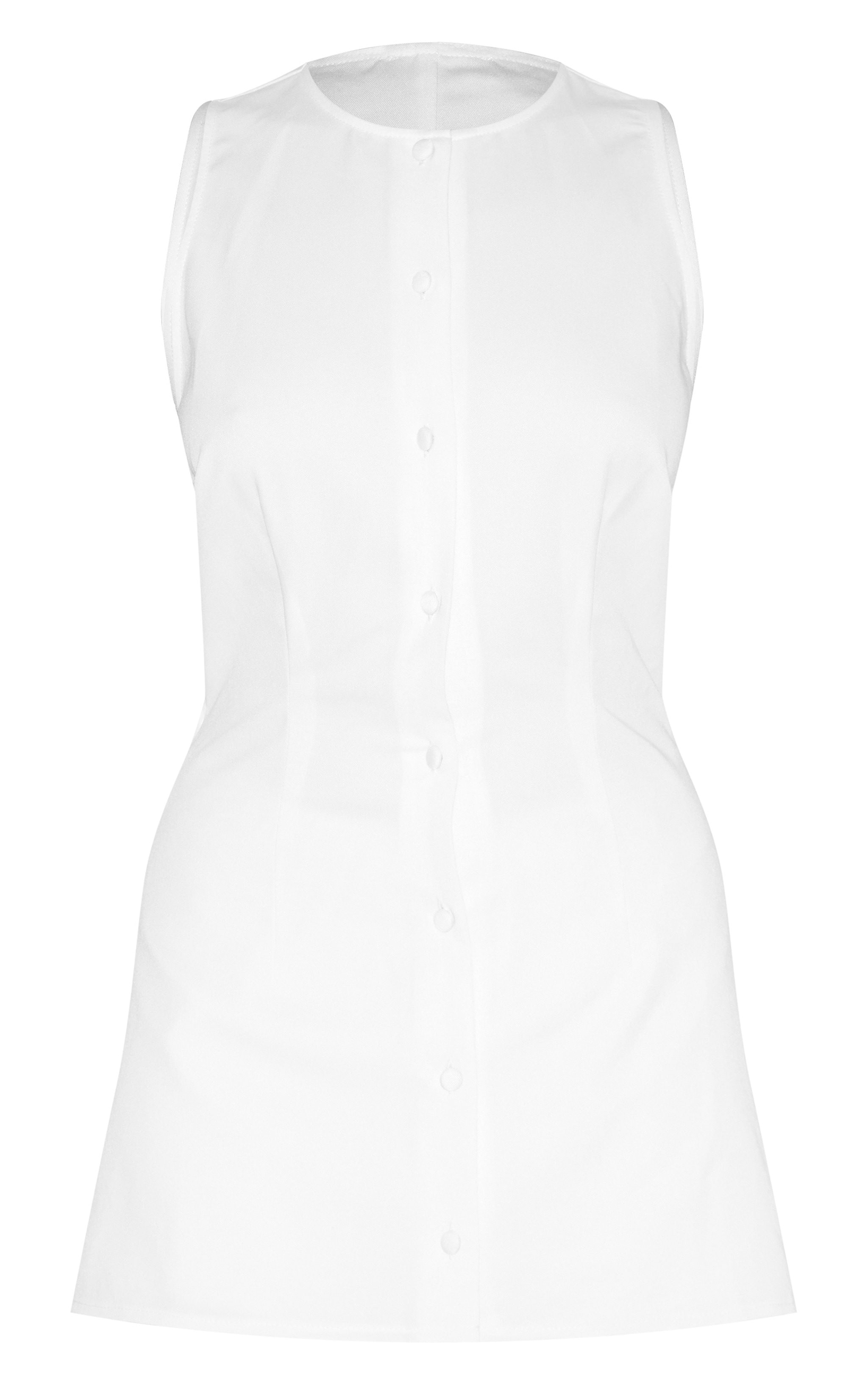 Combishort jupe-short trapèze tissé blanc à boutons tout le long image 5