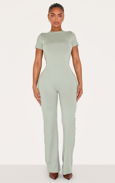 Shape Sage Green Sculpted Short Sleeve Jumpsuit