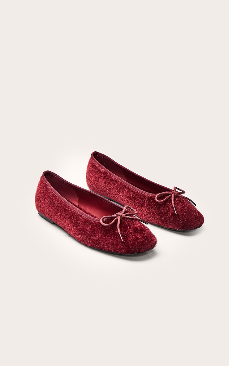 Burgundy Pony Hair Ballet Pump image 3