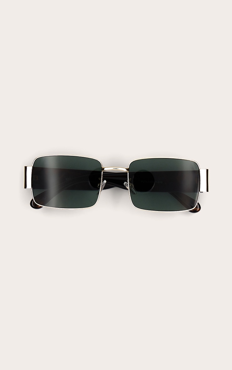 Gold Chunky Rectangle Frame Sunglasses image 2