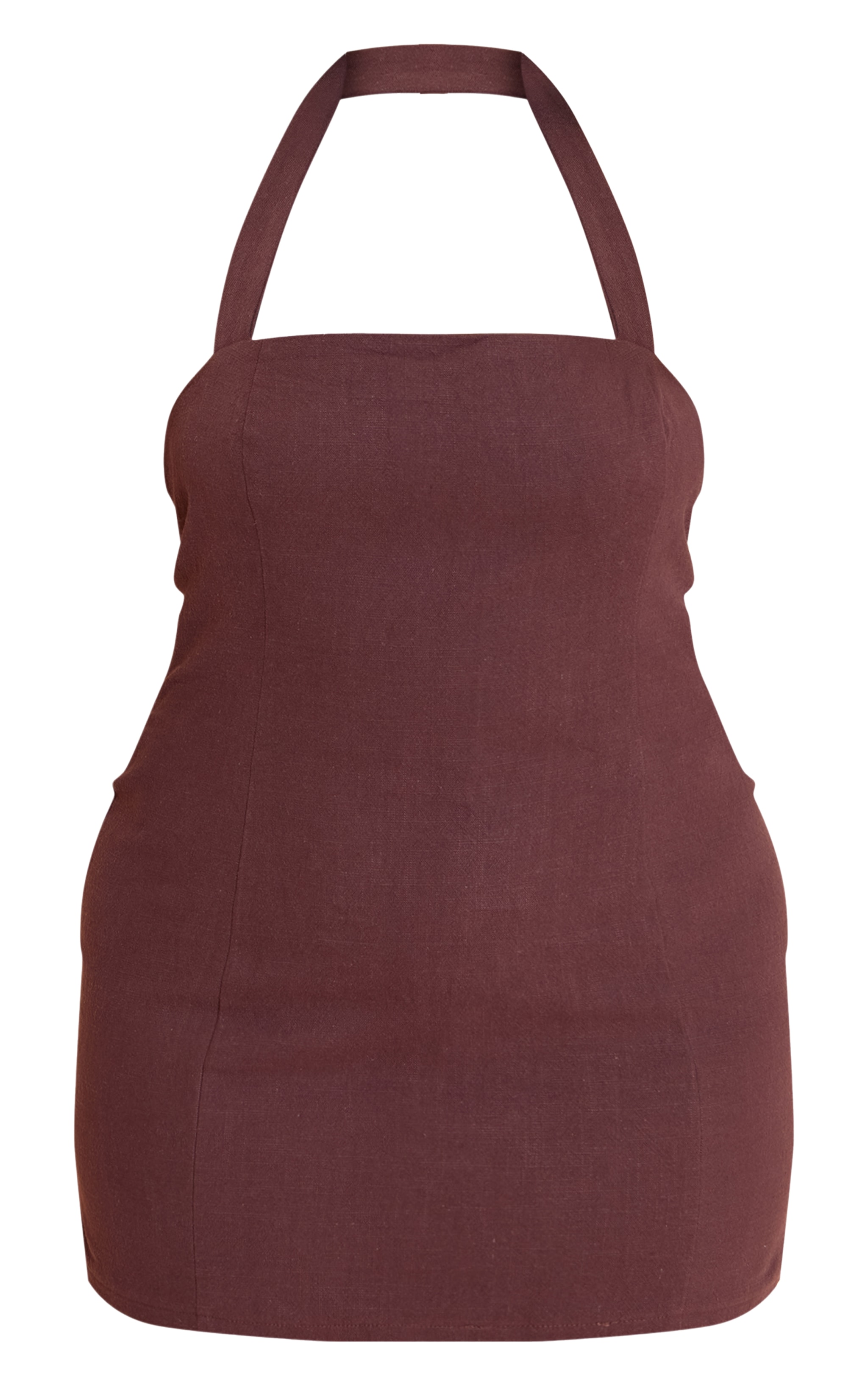 Plus Chocolate Premium Linen Halterneck Mini Dress image 5