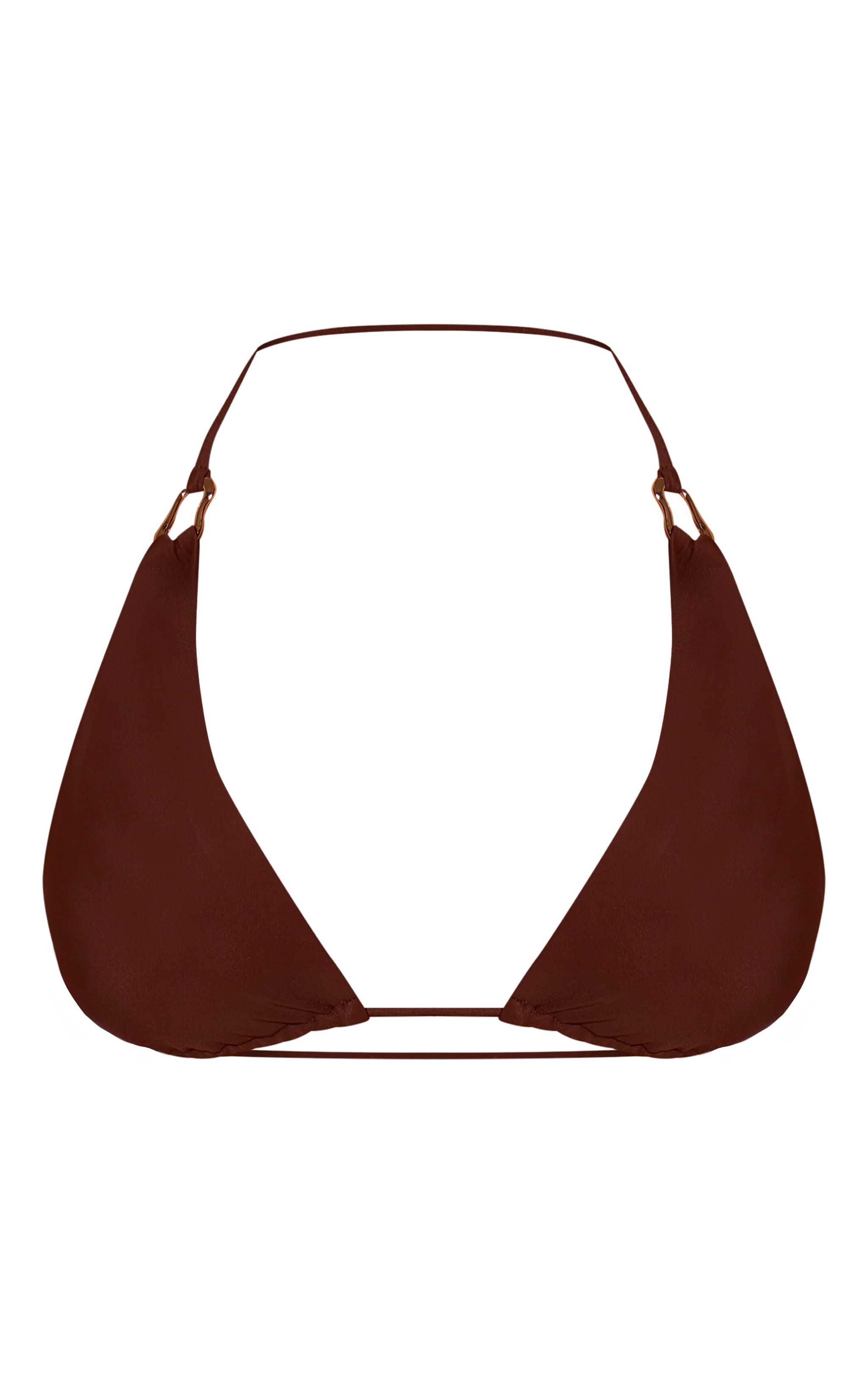 Chocolate High Apex Curve Trim Triangle Bikini Top image 5