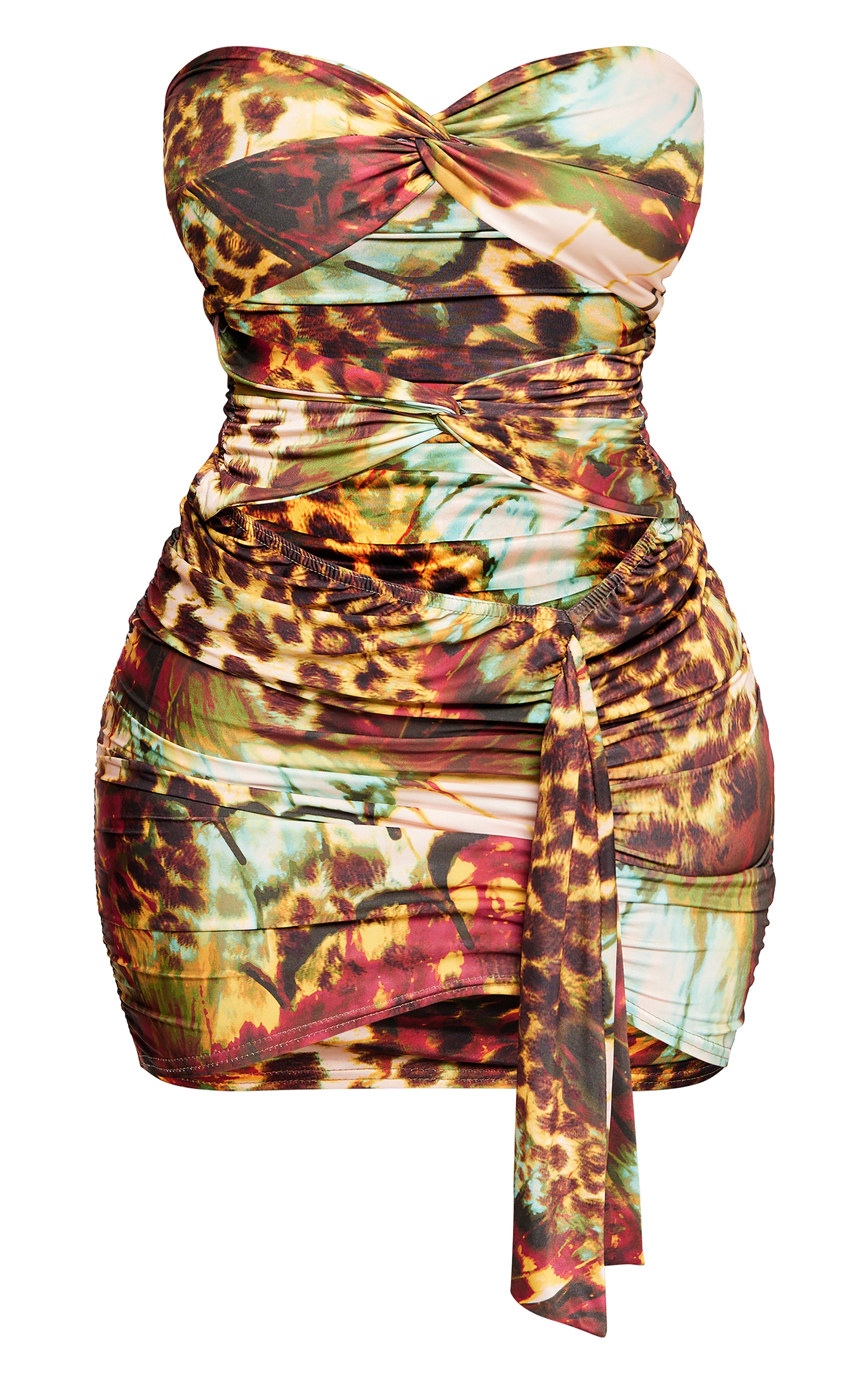 Shape Brown Mix Animal Bandeau Twist Bodycon Dress image 5