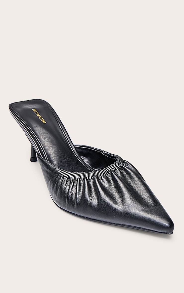 Black Ruched Low Heel Court Mule image 5