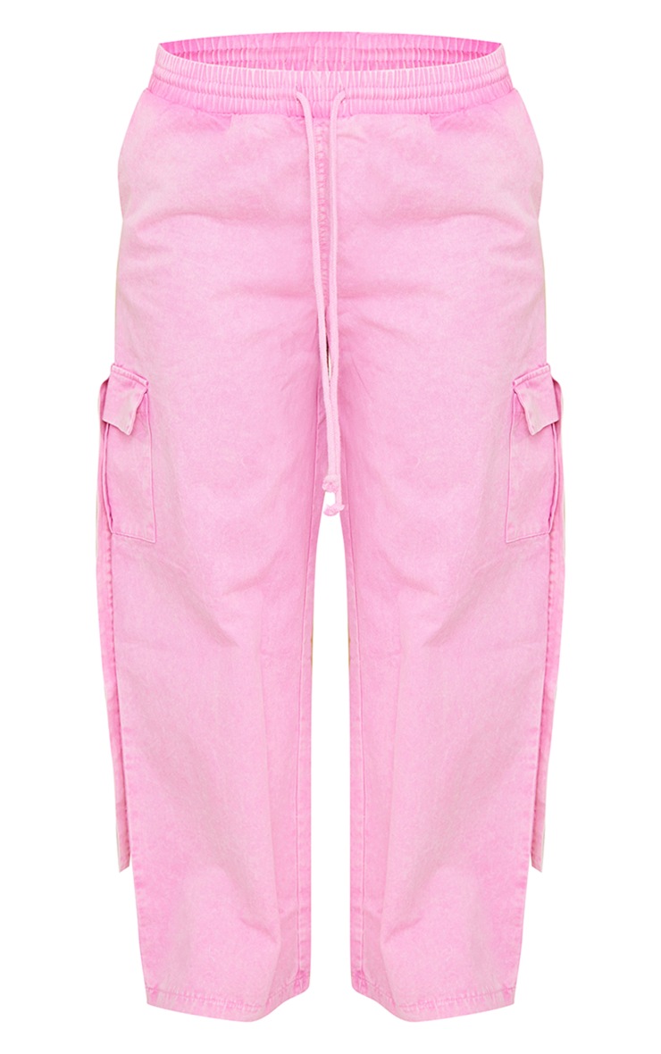 Bright Pink Washed Pocket Detail Wide Leg Cargo's image 5