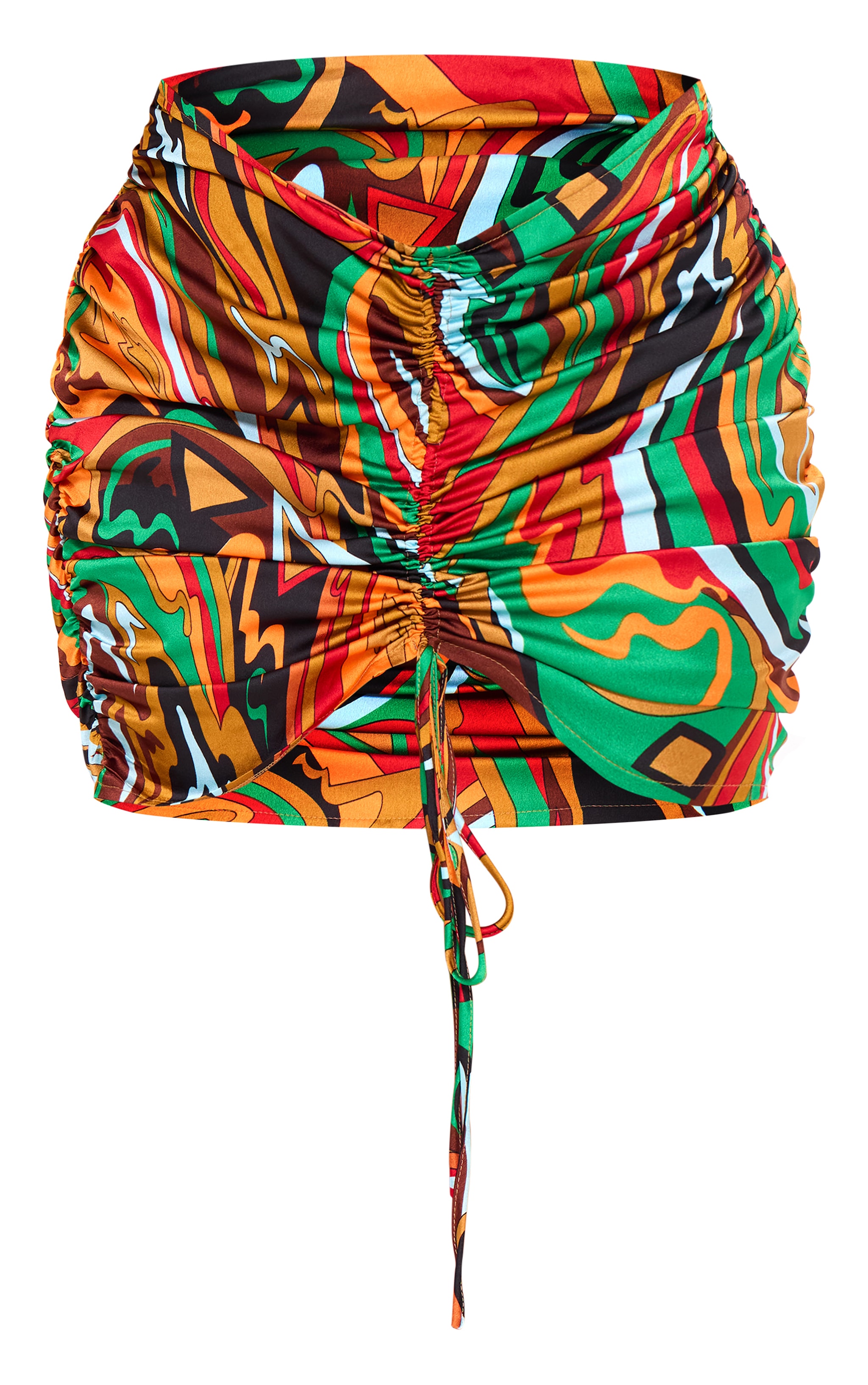 Plus Multi Abstract Print Ruched Front Skirt image 6