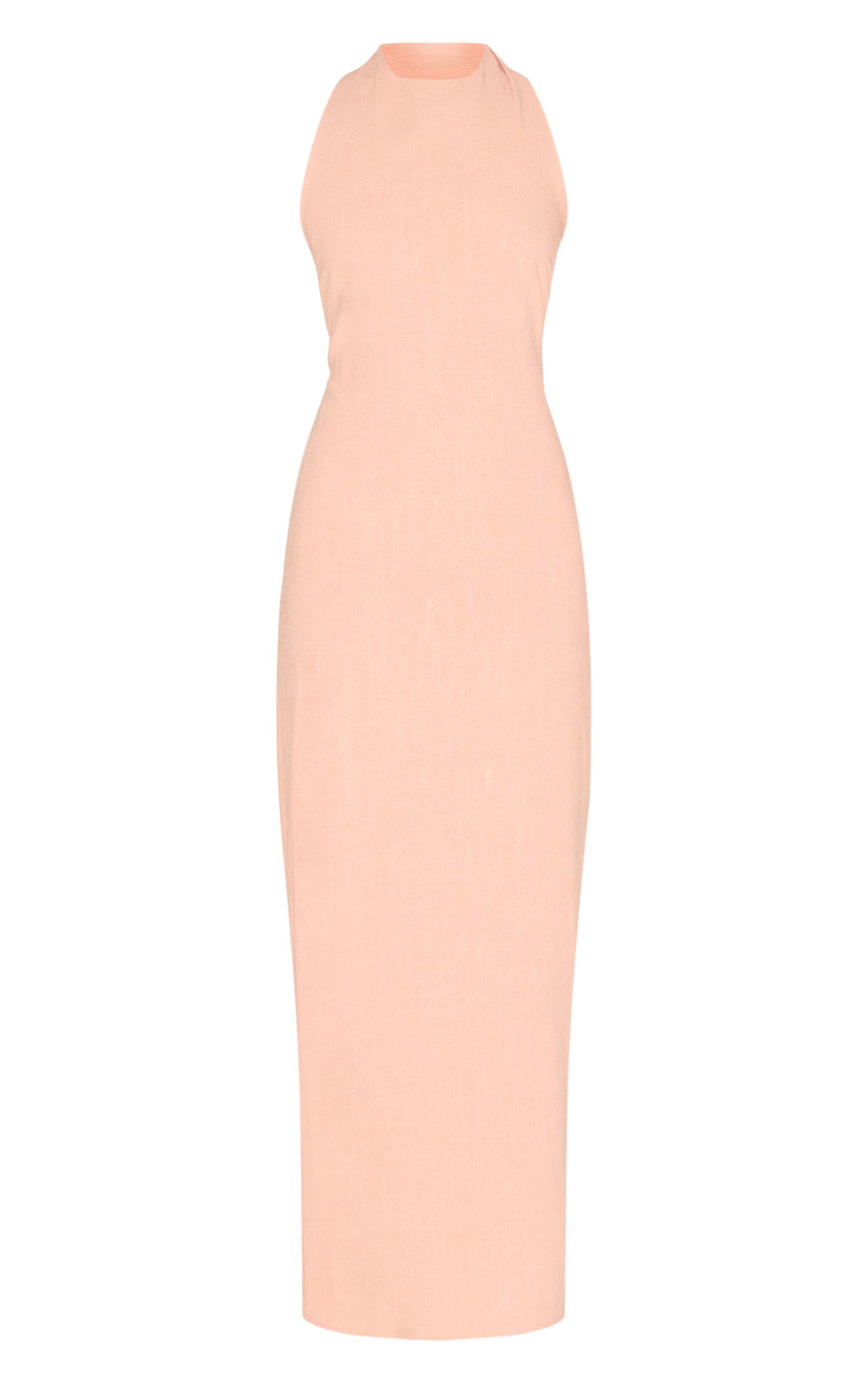 Peach Textured Scoop Back Maxi Dress image 5