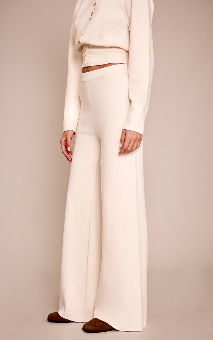Cream Compact Knit Trouser image 2