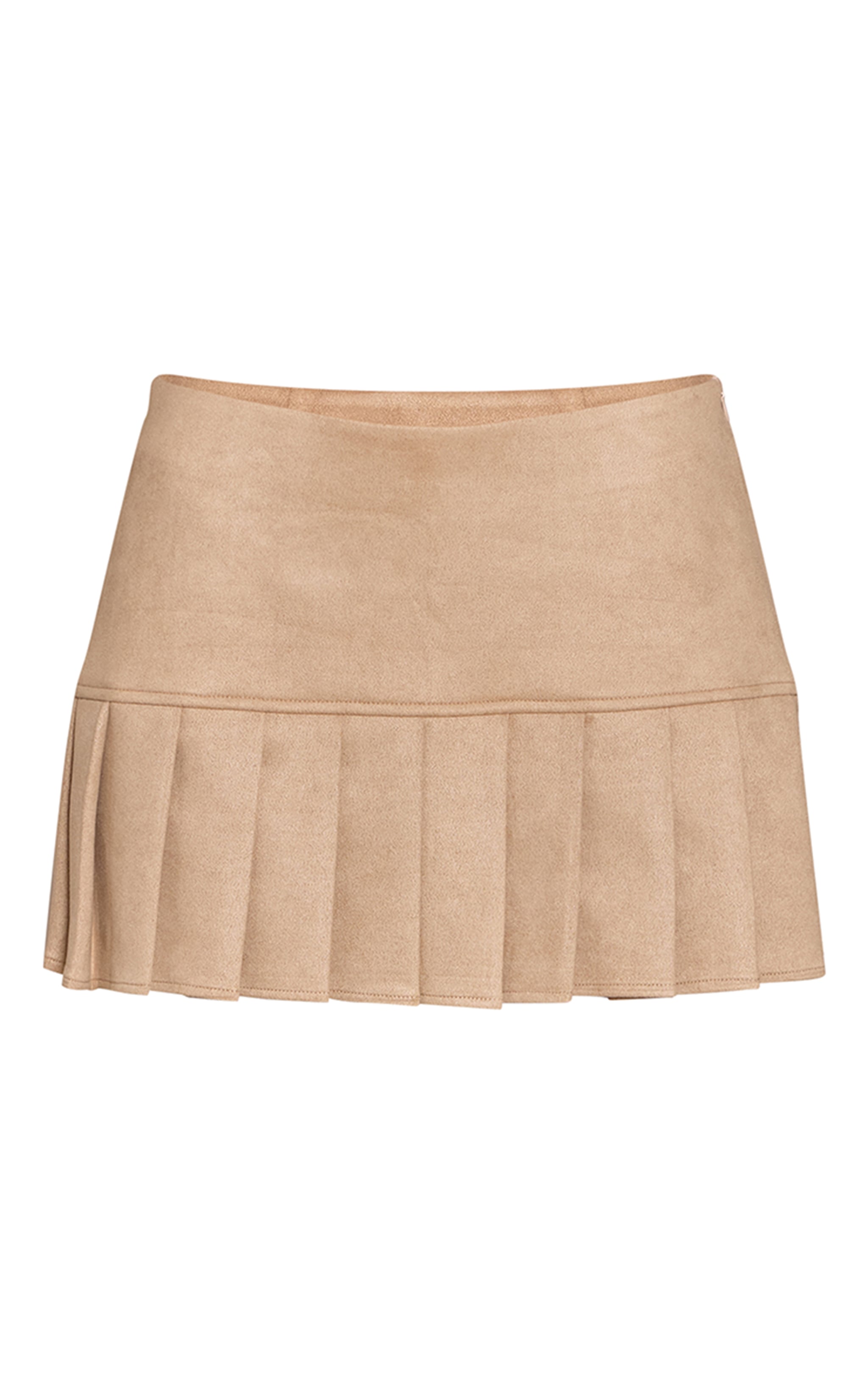 Sand Faux Suede Pleated Mini Skirt  image 6