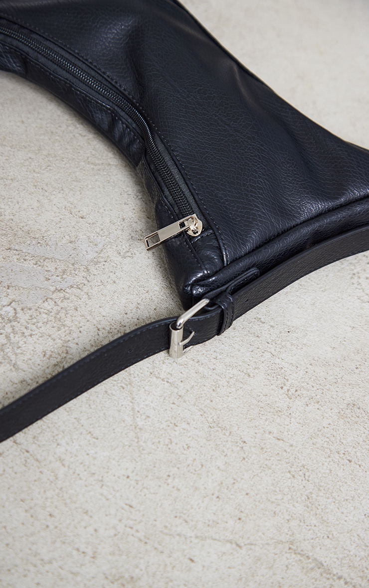 Black Angled Pu Shoulder Bag image 4