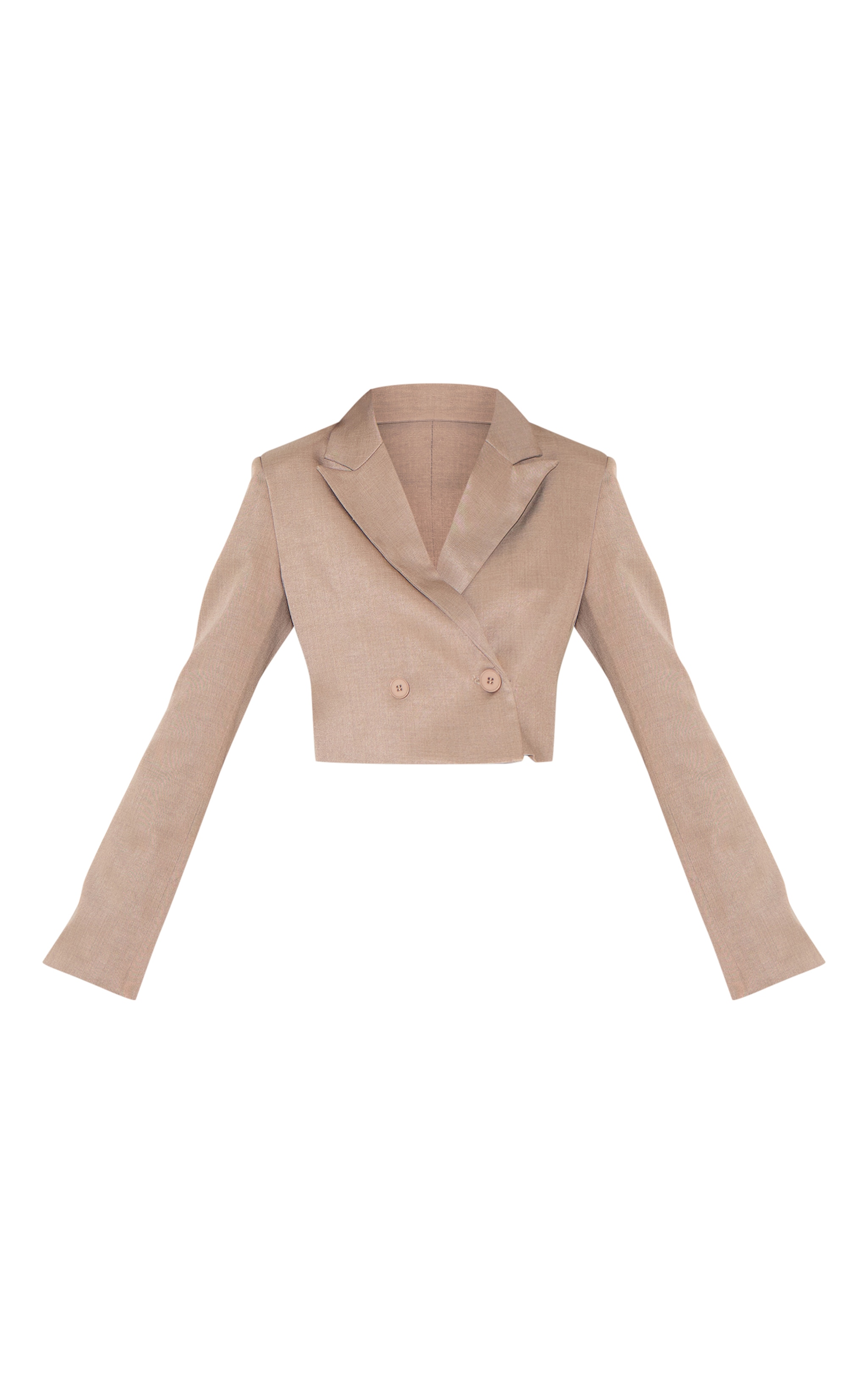 Blazer de tailleur court tissé gris champignon à épaules carrées image 5