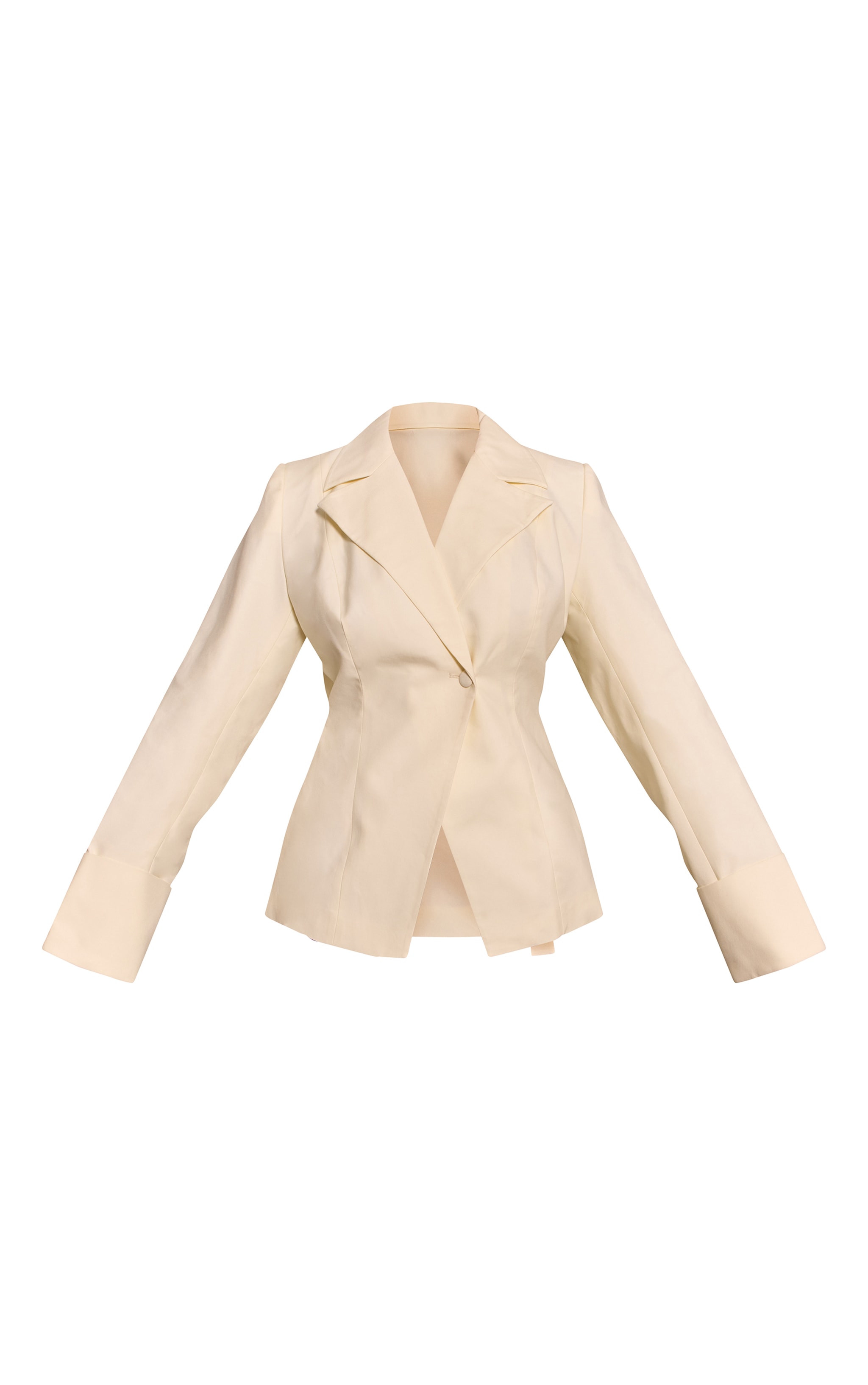Shape Cream Cinched Waist Turn Up Cuff Blazer image 5