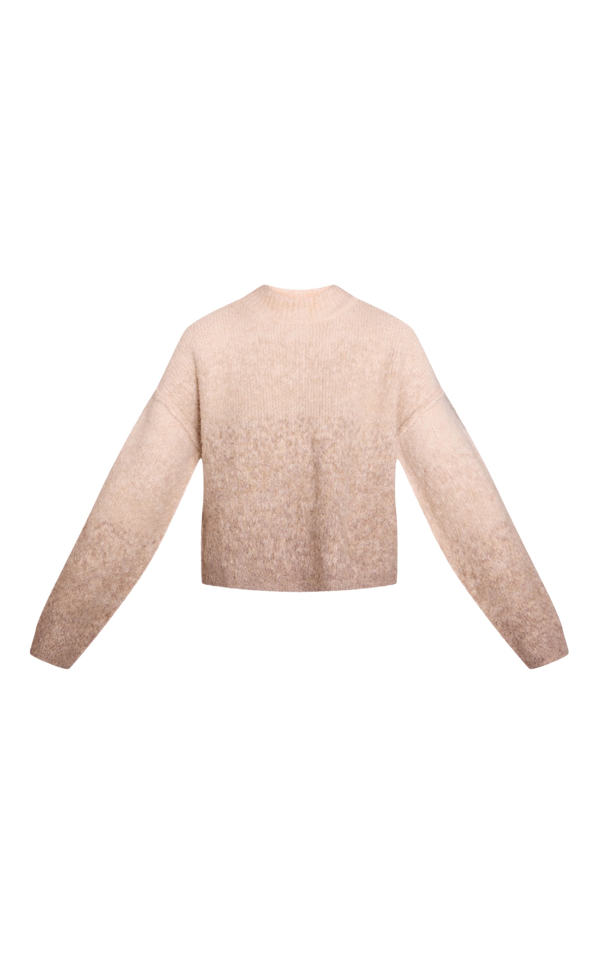 Beige Ombre Crew Neck Knitted Sweater image 5