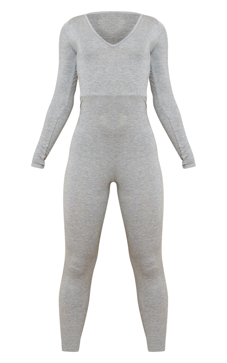 Grey Marl Seam Detail Long Sleeve Jumpsuit image 5