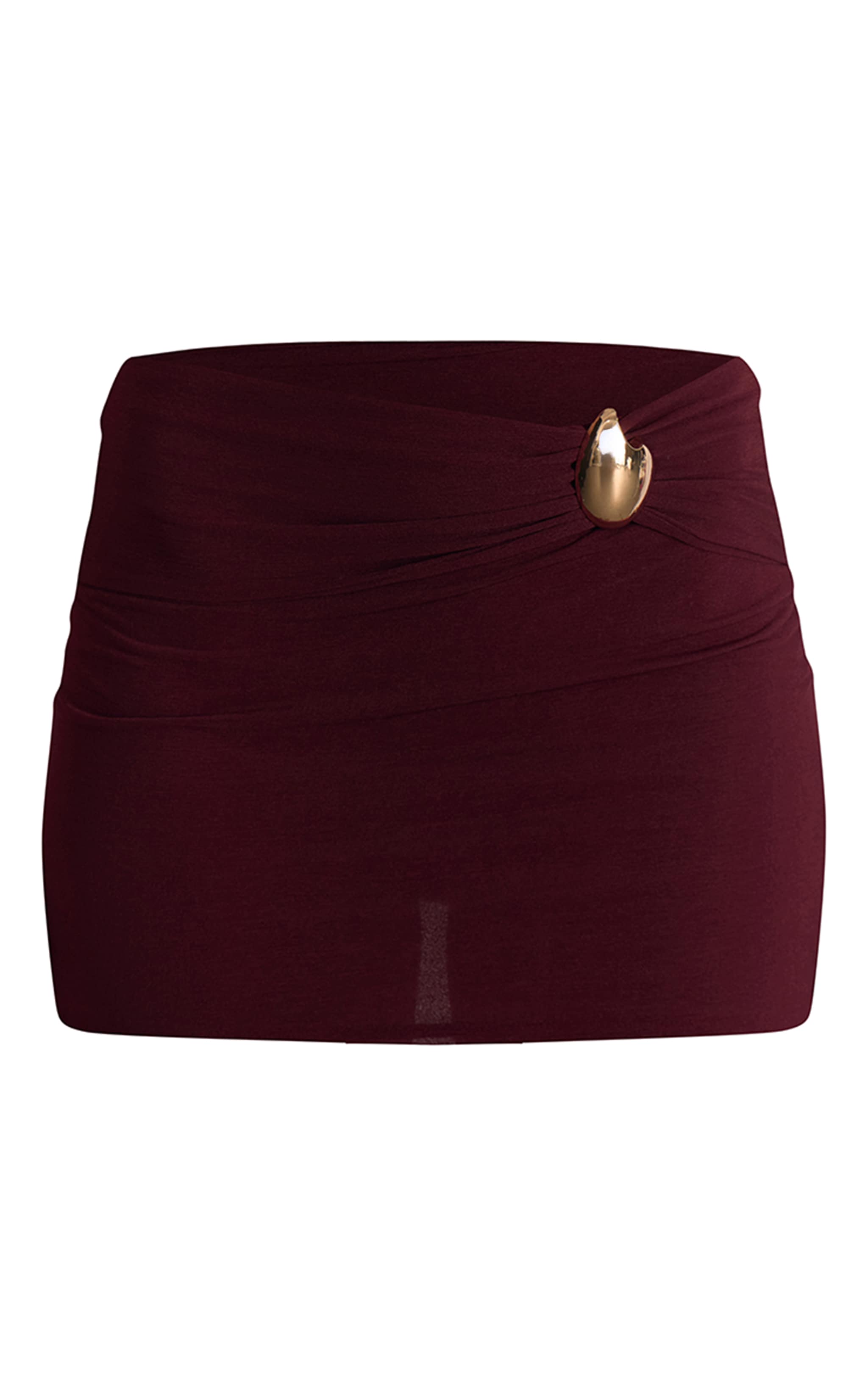 Mini-jupe bordeaux à empiècement doré image 6