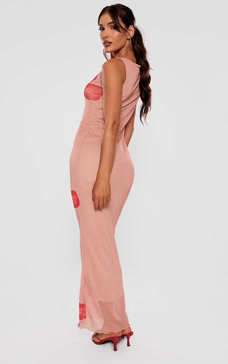 Nude Printed Mesh Floral Print Maxi Dress image 2