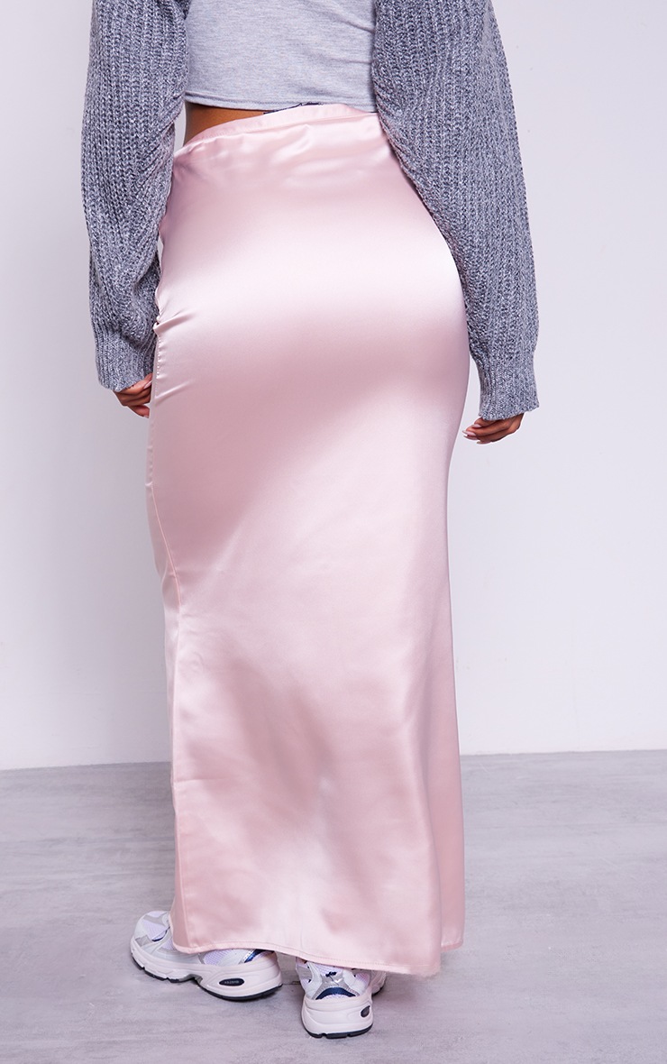 Dusty Pink Satin Low Rise Maxi Skirt image 3