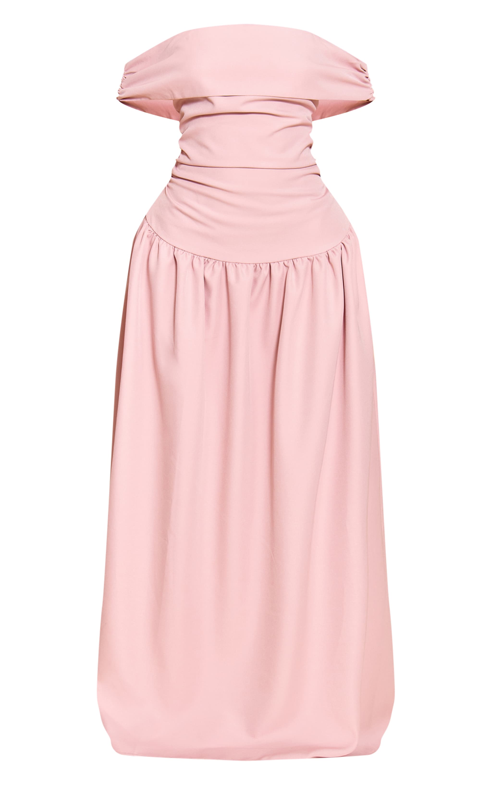 Petite Baby Pink Off Shoulder Pleated Maxi Dress image 5
