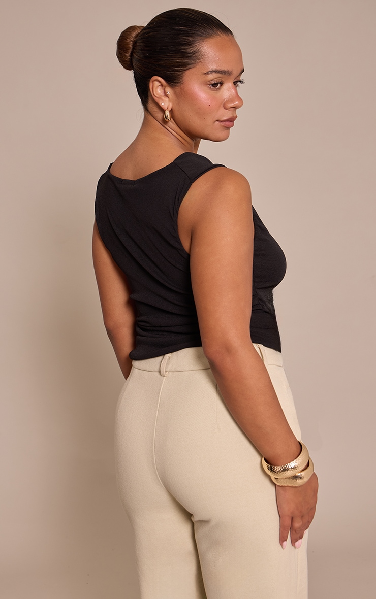 SHAPE black onion skin  ASYMMETRIC NECKLINE RUCHED TOP image 2
