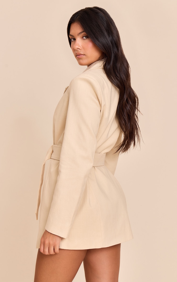 Natural Structured Belted Blazer Dress image 2