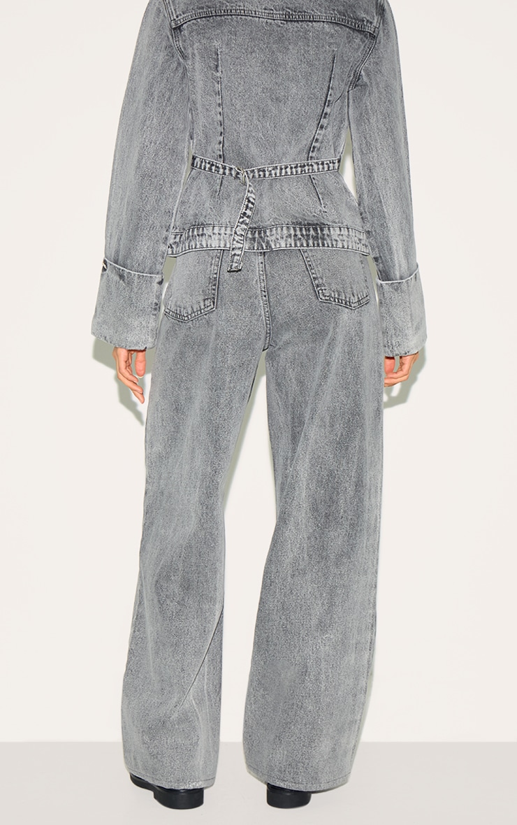 Ice Grey Mid Rise Wide Leg Jeans image 3