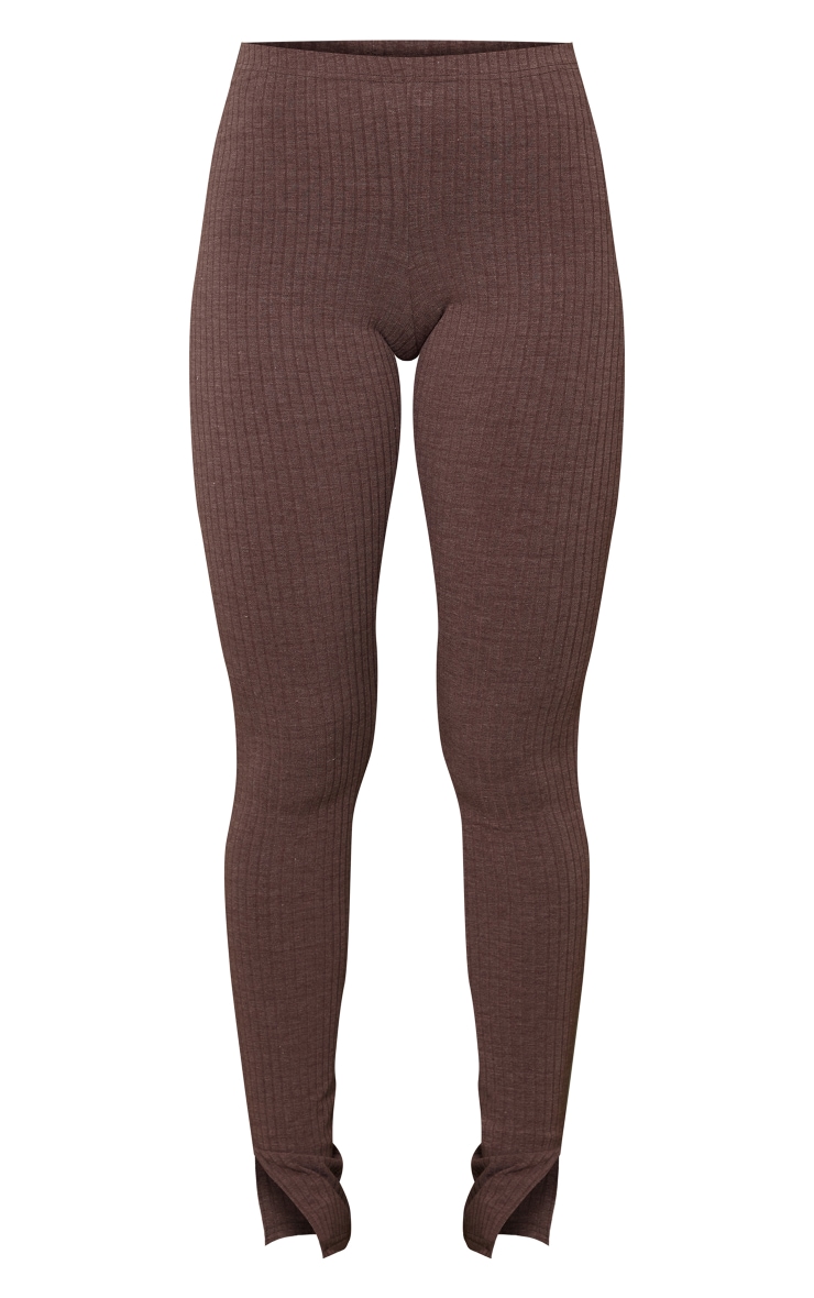 Brown Wide Rib High Waisted Leggings image 5