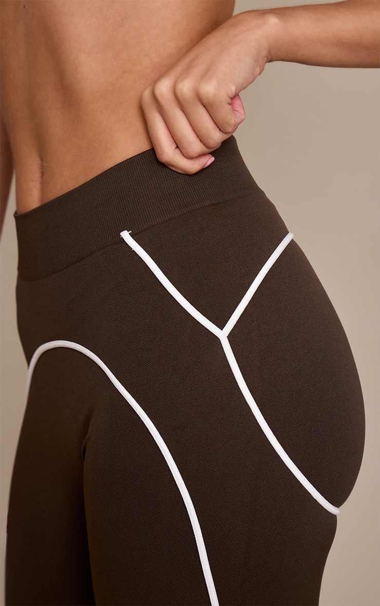Espresso Seamless Contrast Detail Leggings image 4