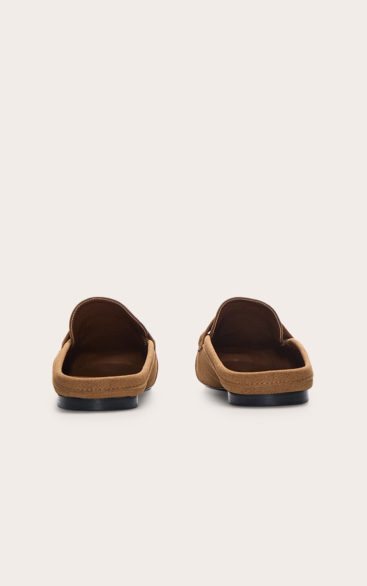 Tan Suede Ruched Round Toe Loafer Mule image 4