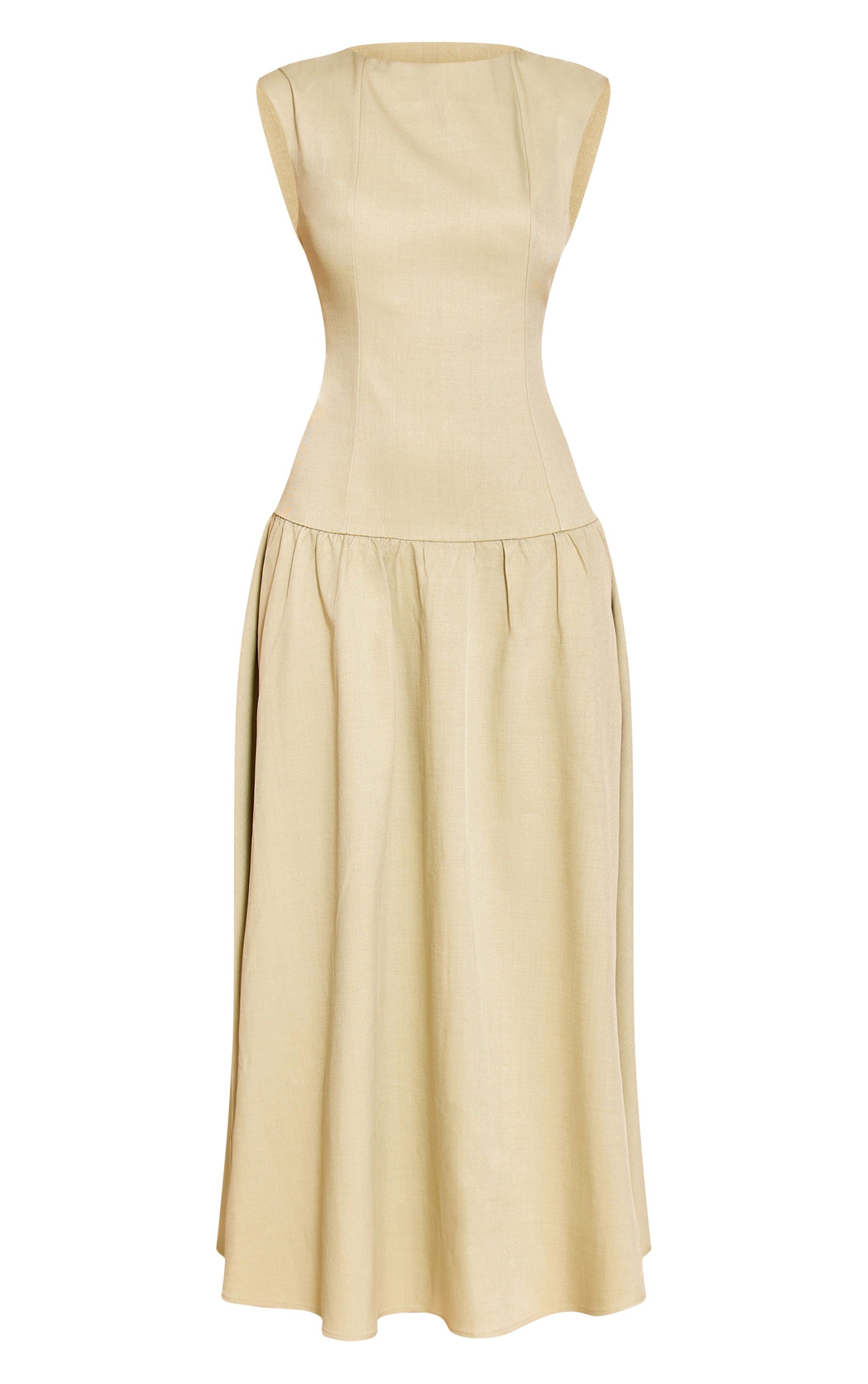 Sage Woven Boat Neck Dropped Waist Maxi Dress image 5