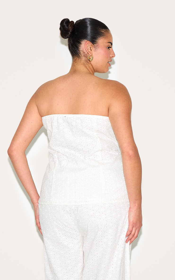 Plus Top bustier en effet lin brodé blanc image 2