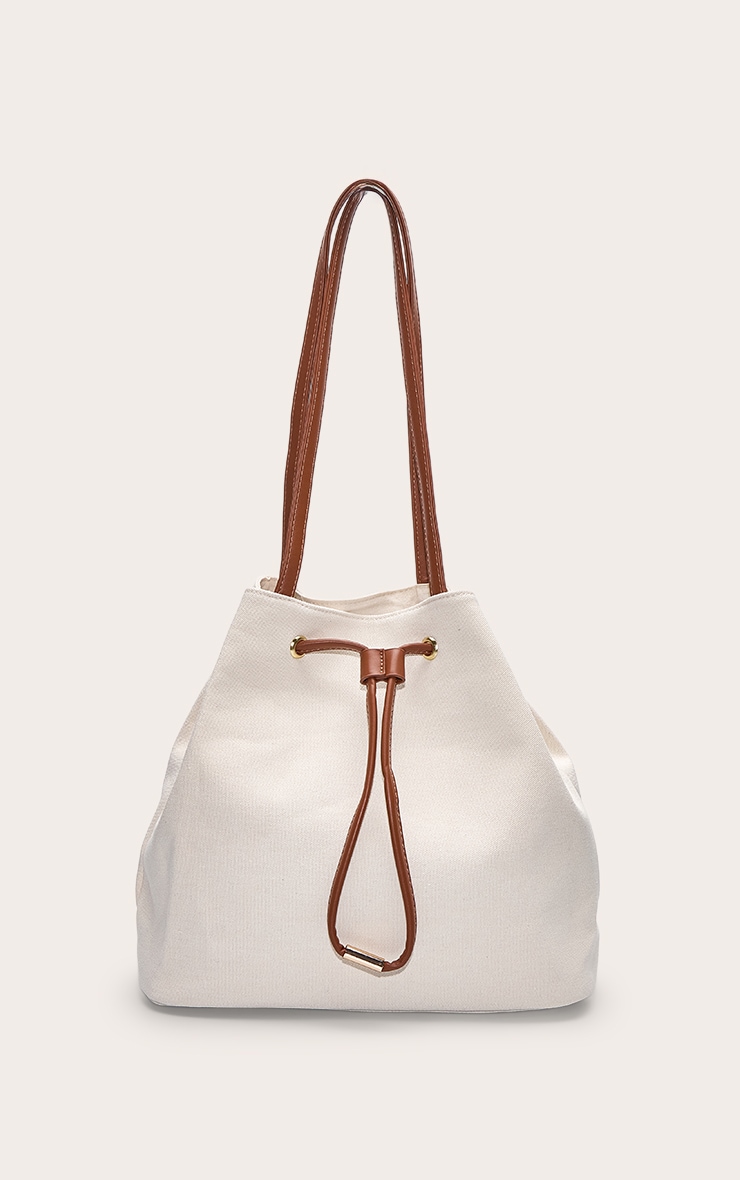 Natural Canvas Drawstring Beach Bag image 2