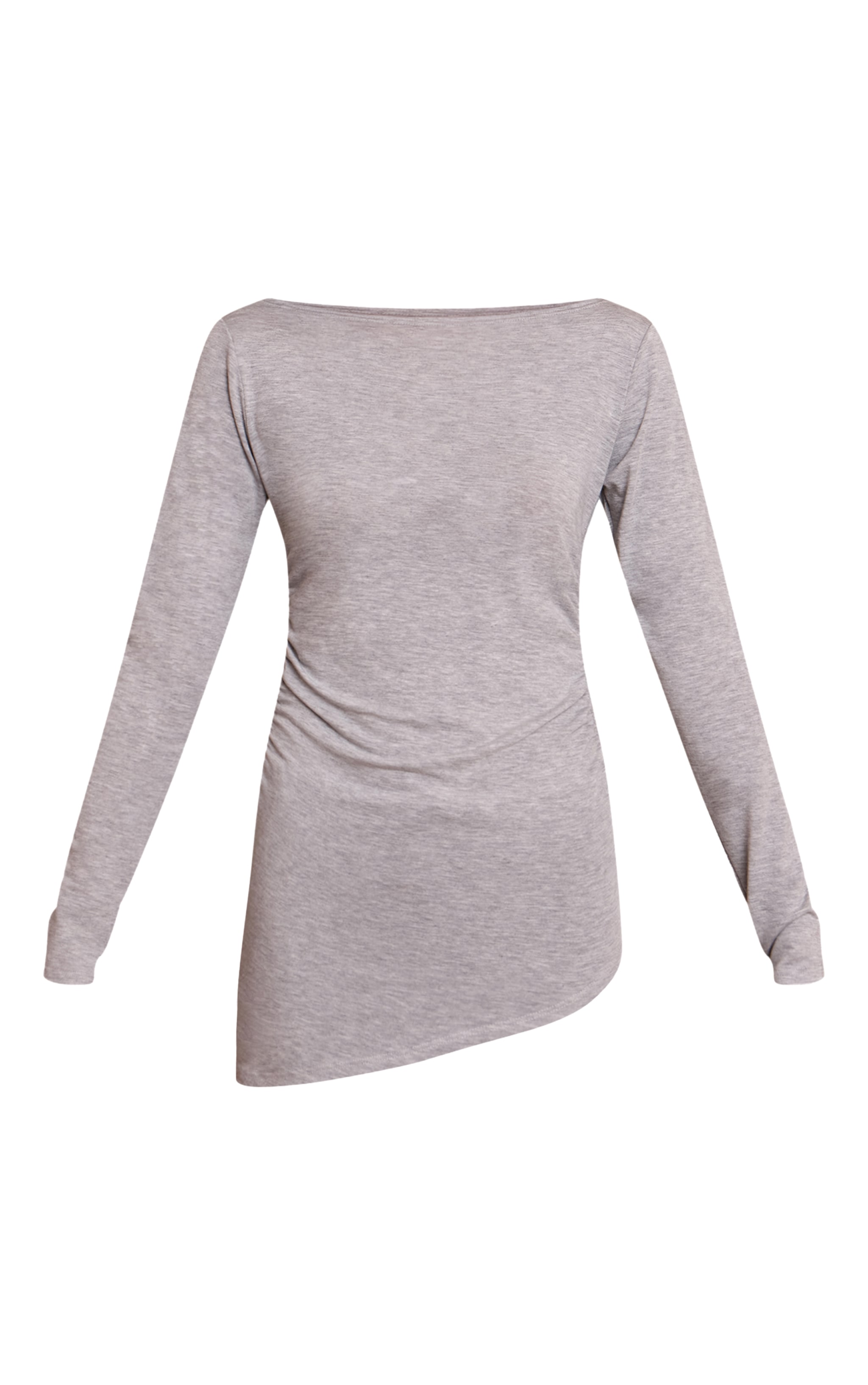 Grey Marl Asymmetric Hem Detail Long Sleeve Top image 5