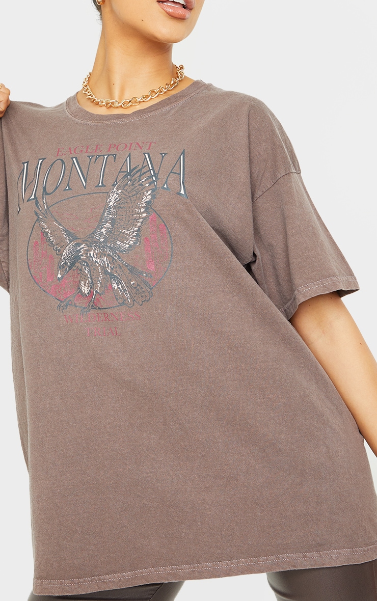 Chocolate Montana Logo Oversized Washed T Shirt image 4