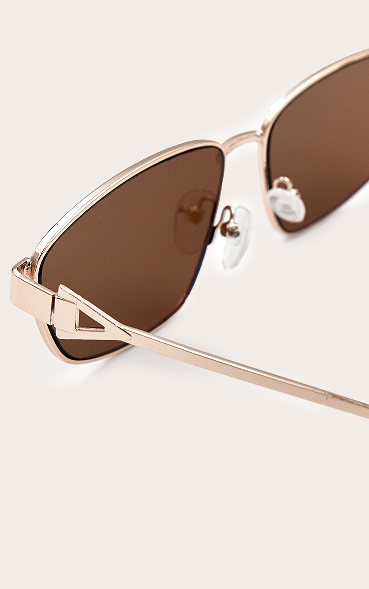 Gold Metal Frame Square Angled Sunglasses image 4