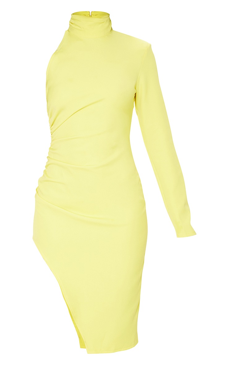 yellow long sleeve midi dress