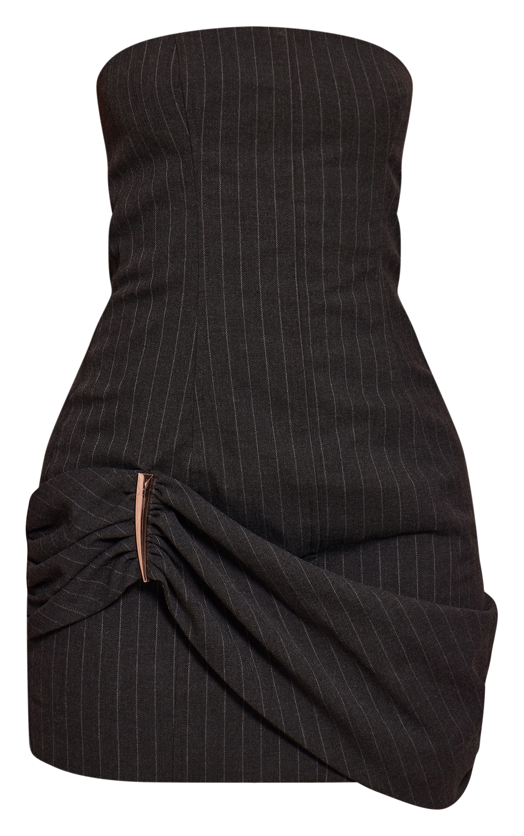 Petite Grey Pinstripe Woven Bandeau Mini Dress  image 5