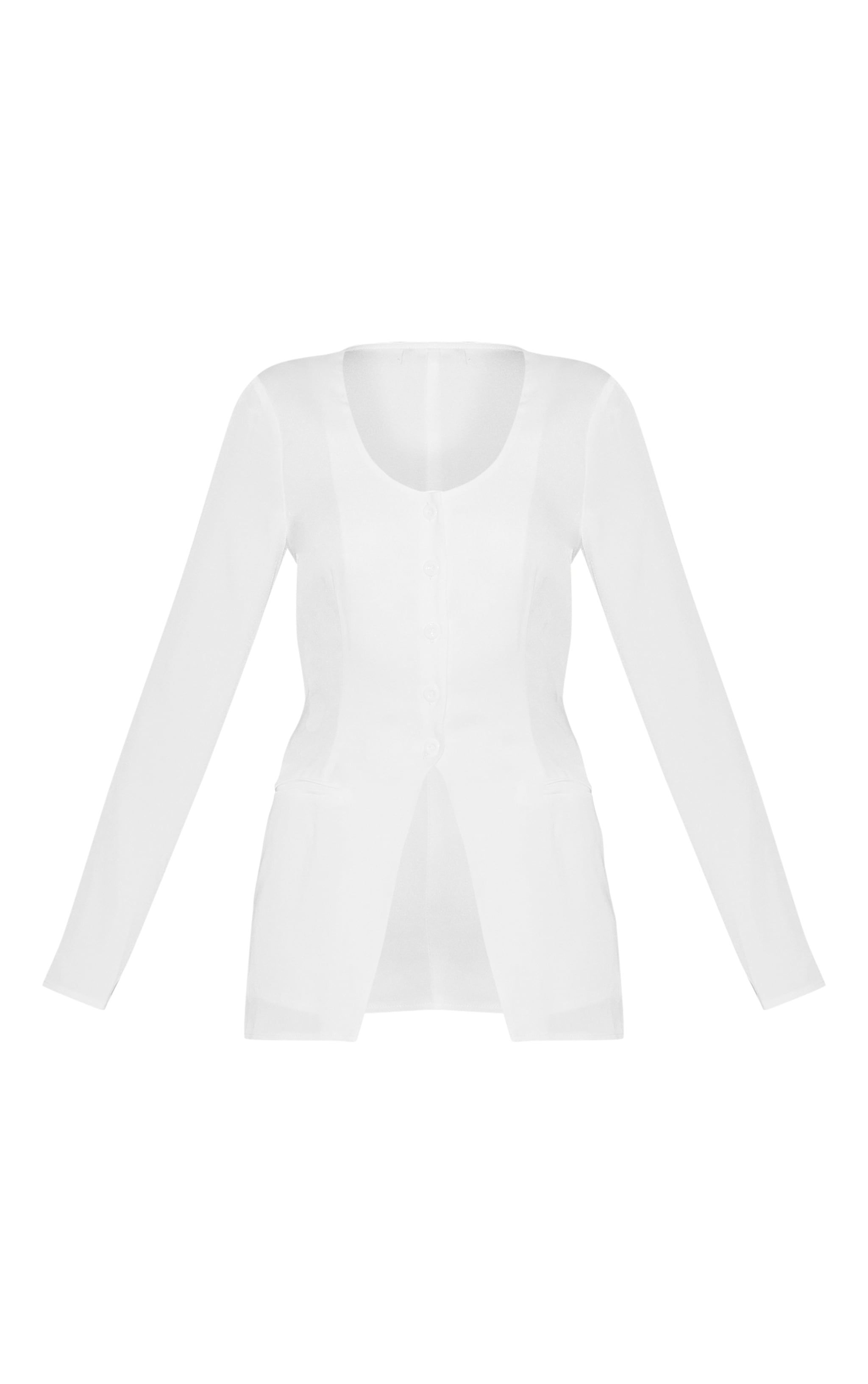 Combinaison-short blanche ajustée à encolure arrondie et boutonnée image 5
