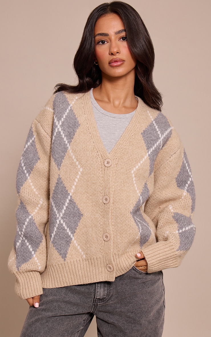 Petite Grey Chunky Knitted Button Up Cardigan image 1