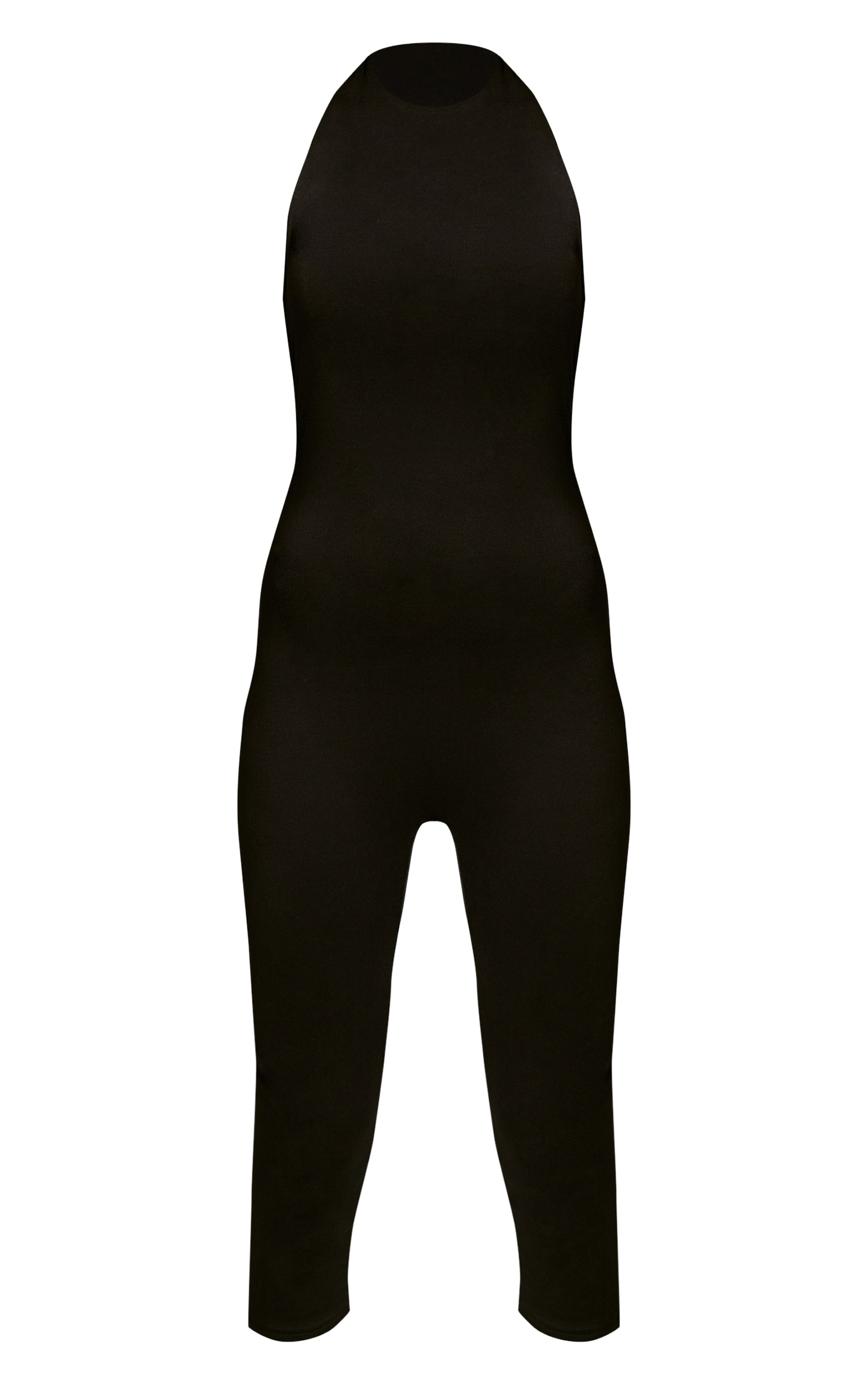 Black Soft Touch Halterneck Capri Jumpsuit image 5