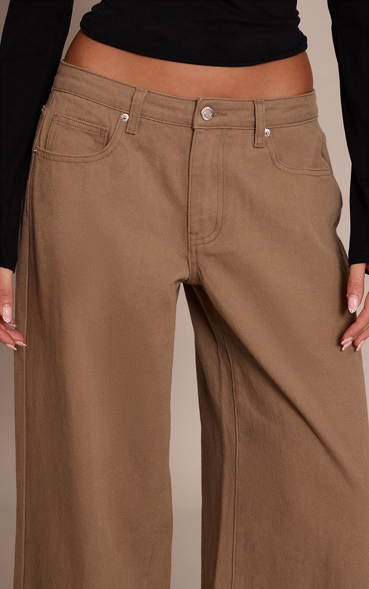 Jean large vert olive à taille basse image 4