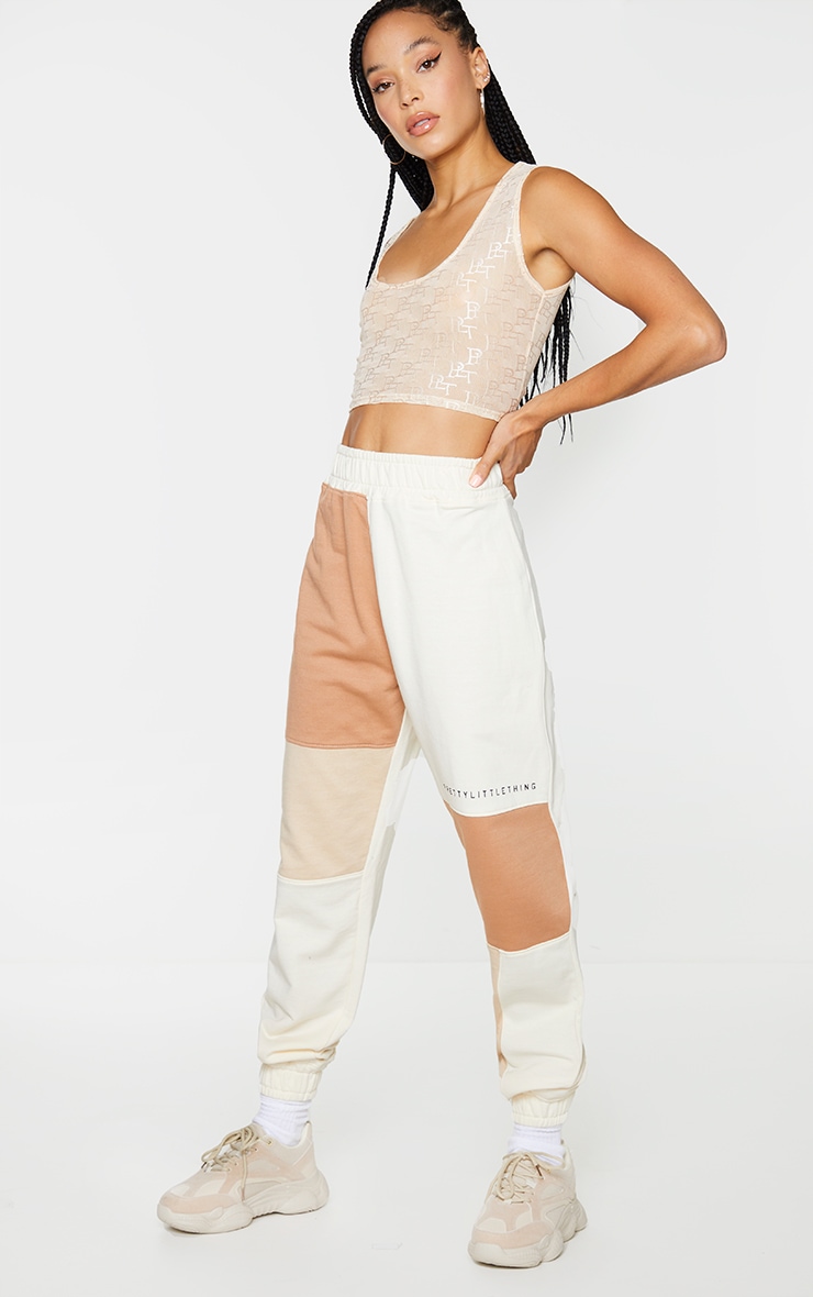 PRETTYLITTLETTHING - Jogging casual colourblock crème