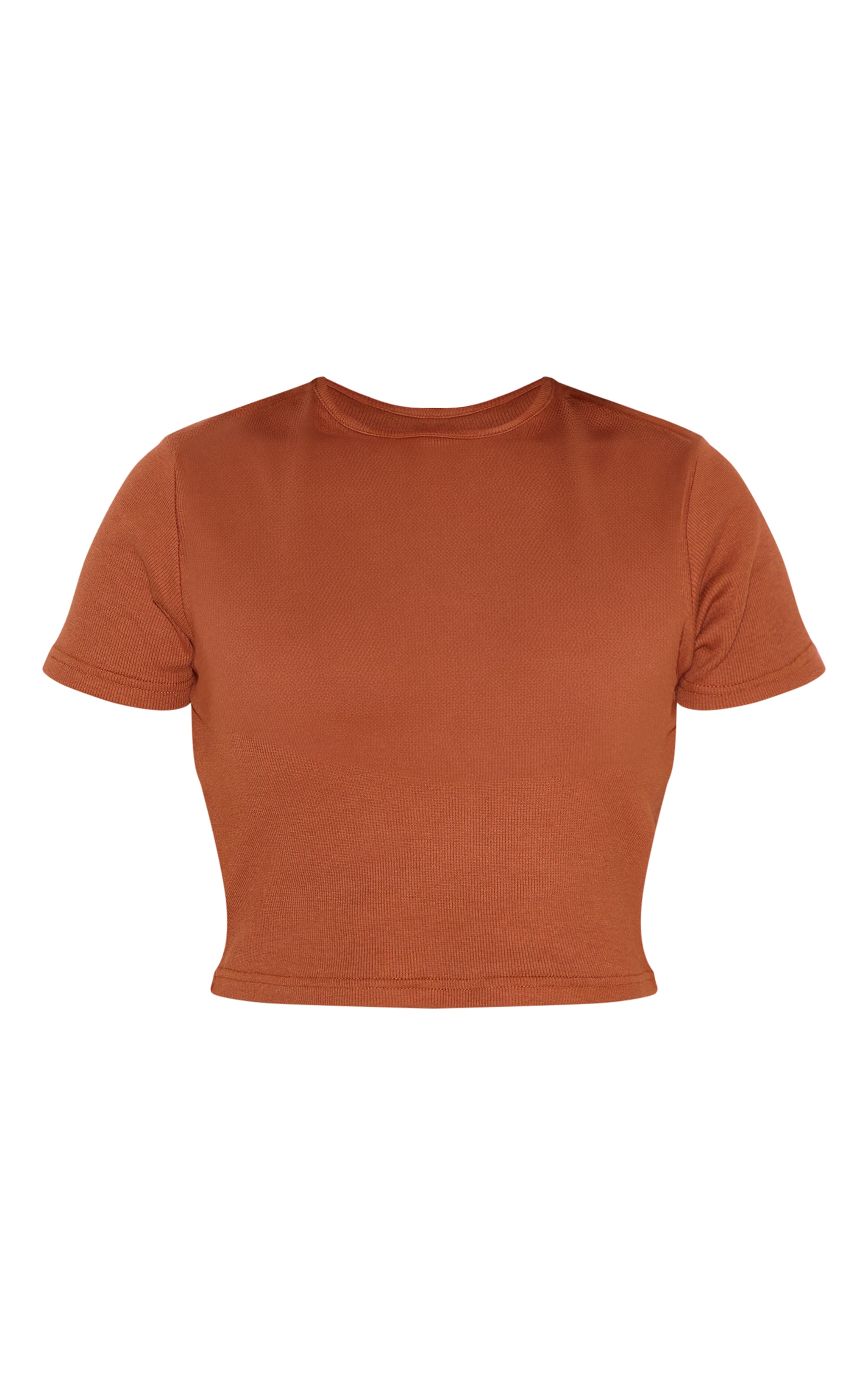 Plus Rust Basic Rib Short Sleeve Crop Top image 5