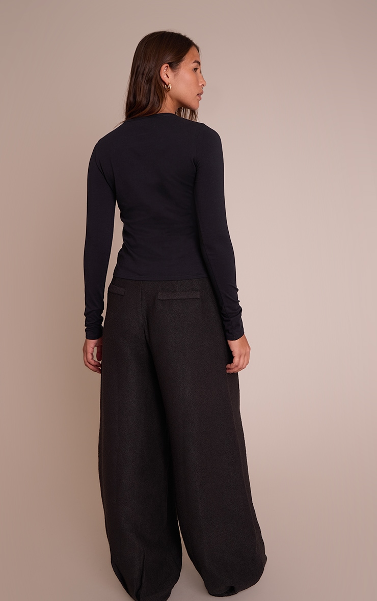 Black Boucle Textured Balloon Pants image 3