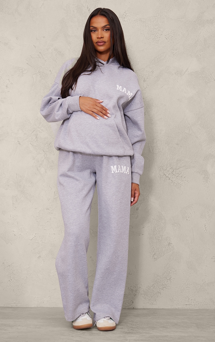 Maternity Grey Marl Mama Printed Hoodie image 3