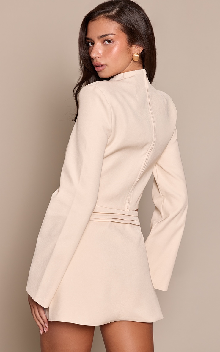 Cream Woven Ruched Detail Skirt image 3