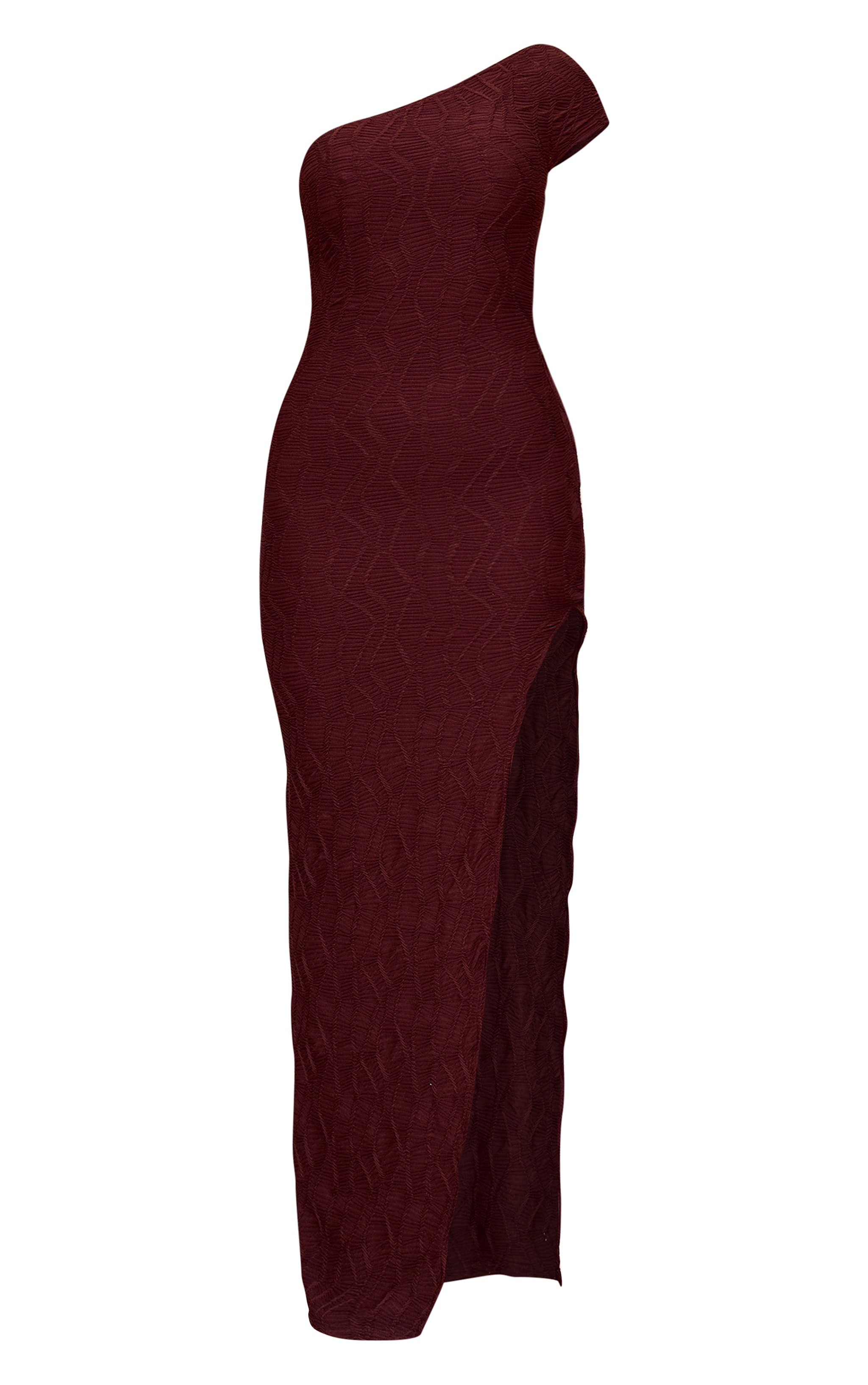 Chocolate Textured One Shoulder Maxi Dress image 5