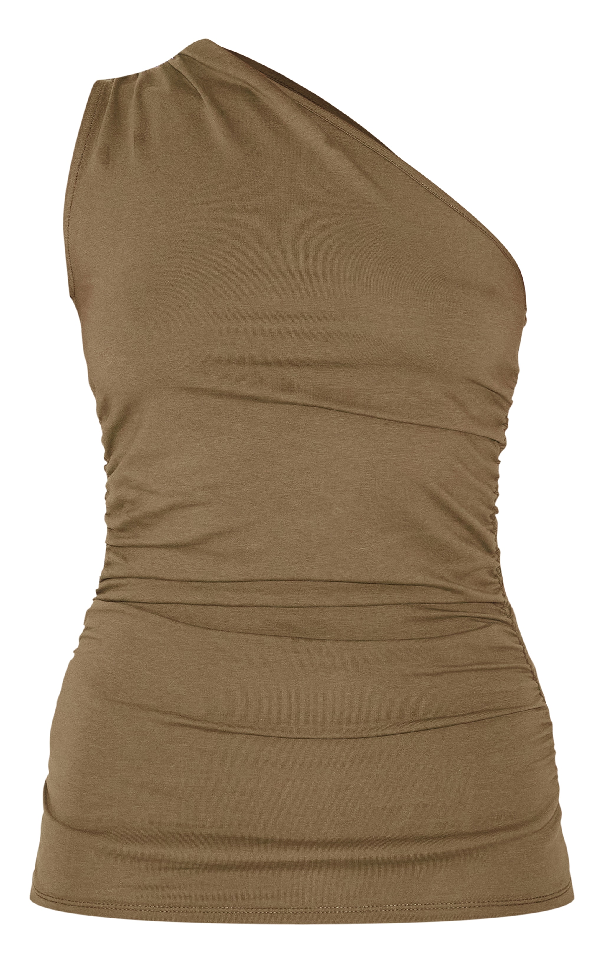 Olive Asymmetric Ruched Sleeveless Long Top image 5